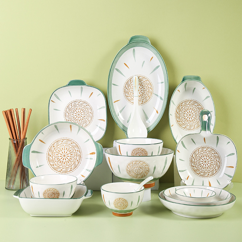 新款日式家用碗碟套装陶瓷餐具网红创意组合ins风餐盘组合批发