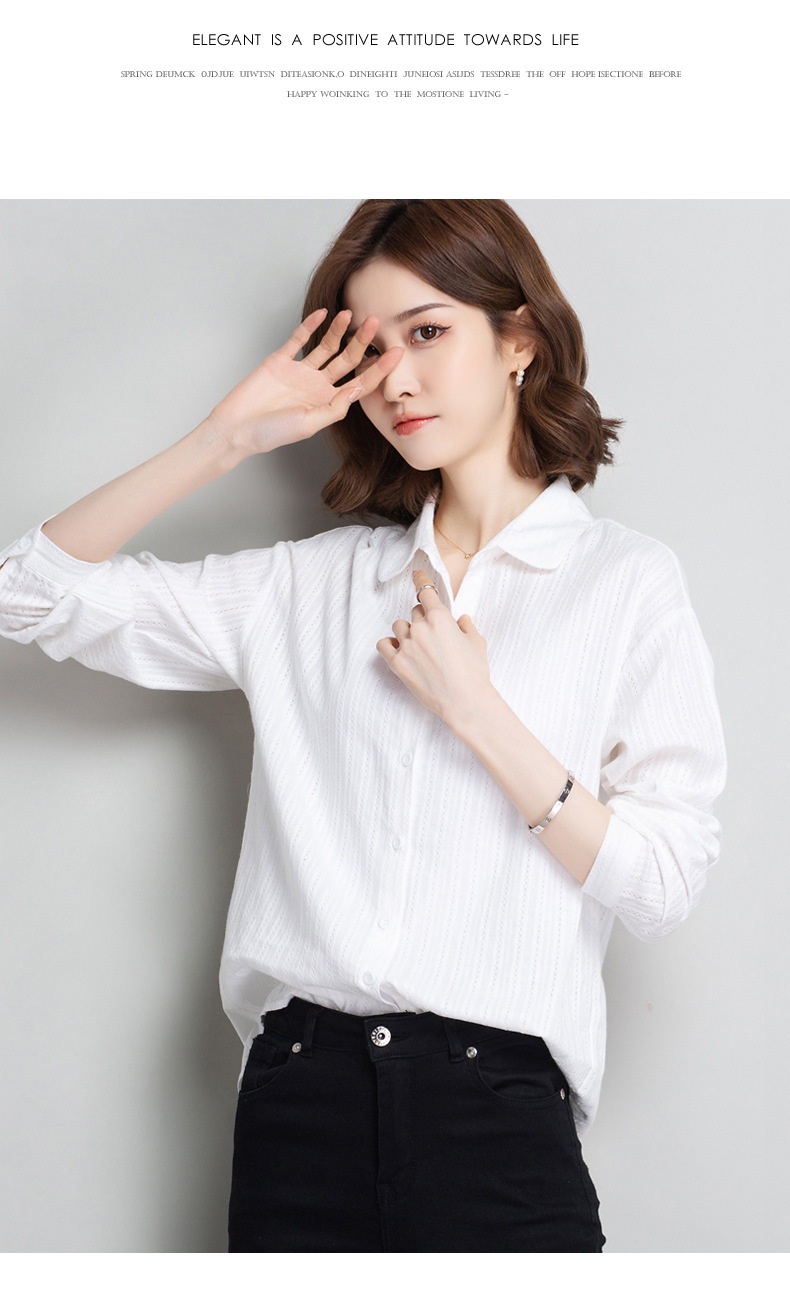 小清新白色衬衫女2021年春夏新款翻领刺绣打底长袖棉上衣宽松外穿