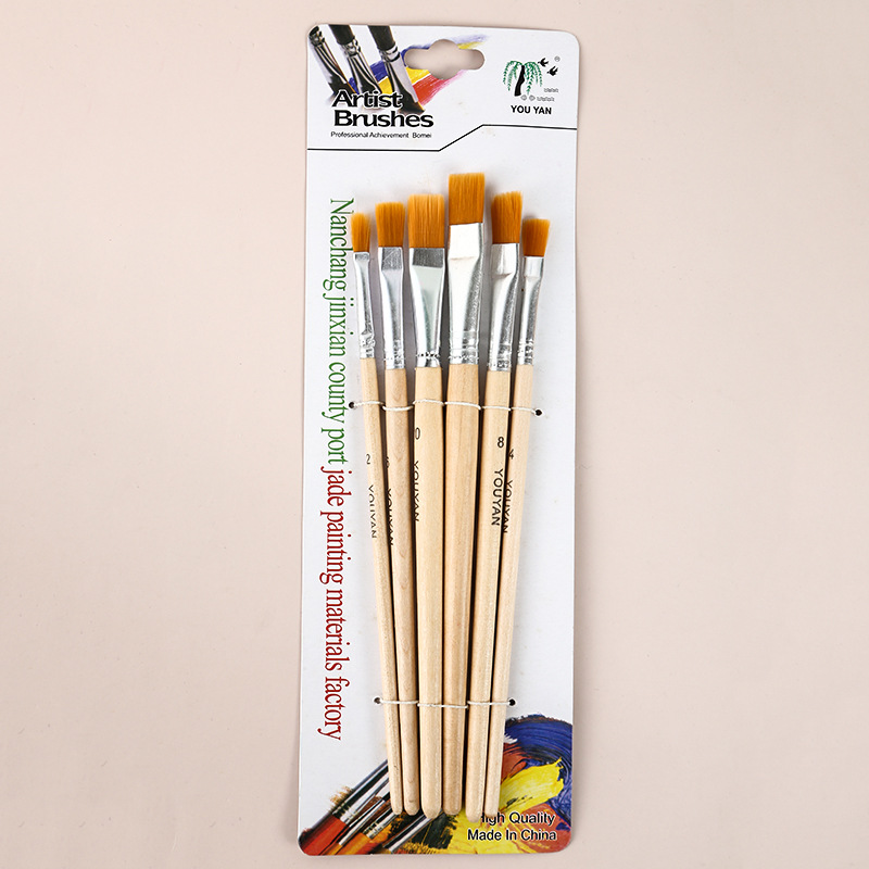 6 Pcs Nail round Nylon Brush Student Only Pen Factory Straight Hair Combination Brush Oil Painting Watercolor Painting Pen Set