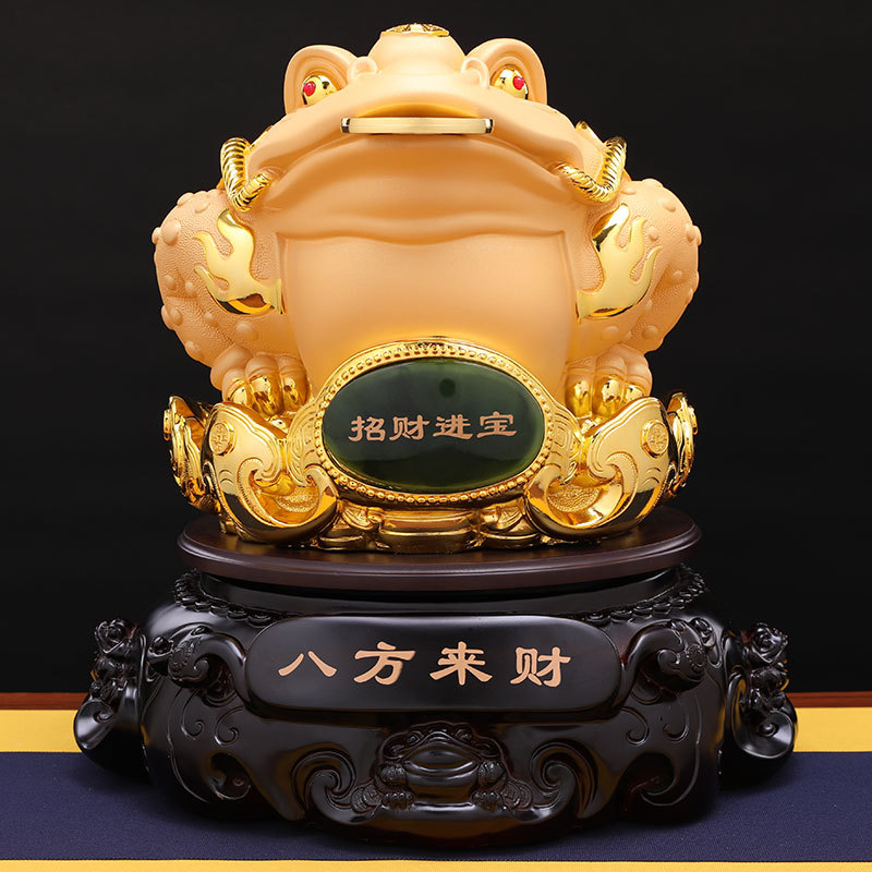 八方来财金蟾摆件旋转招财大号金蝉开业大吉店铺收银吧台装饰品