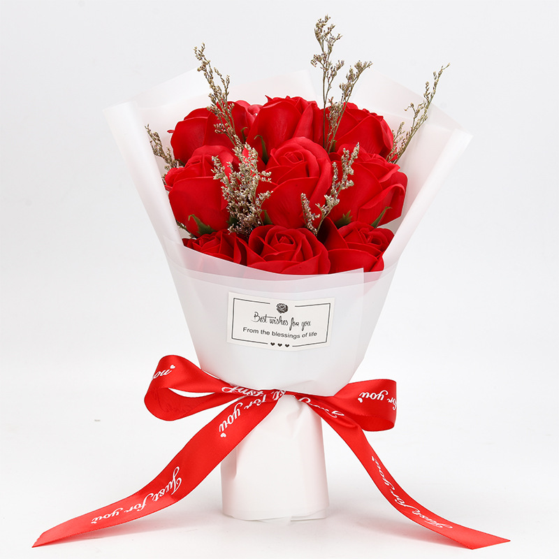 跨境亚马逊仿真9朵玫瑰香皂花束520情人节日礼物礼物创意实用礼品