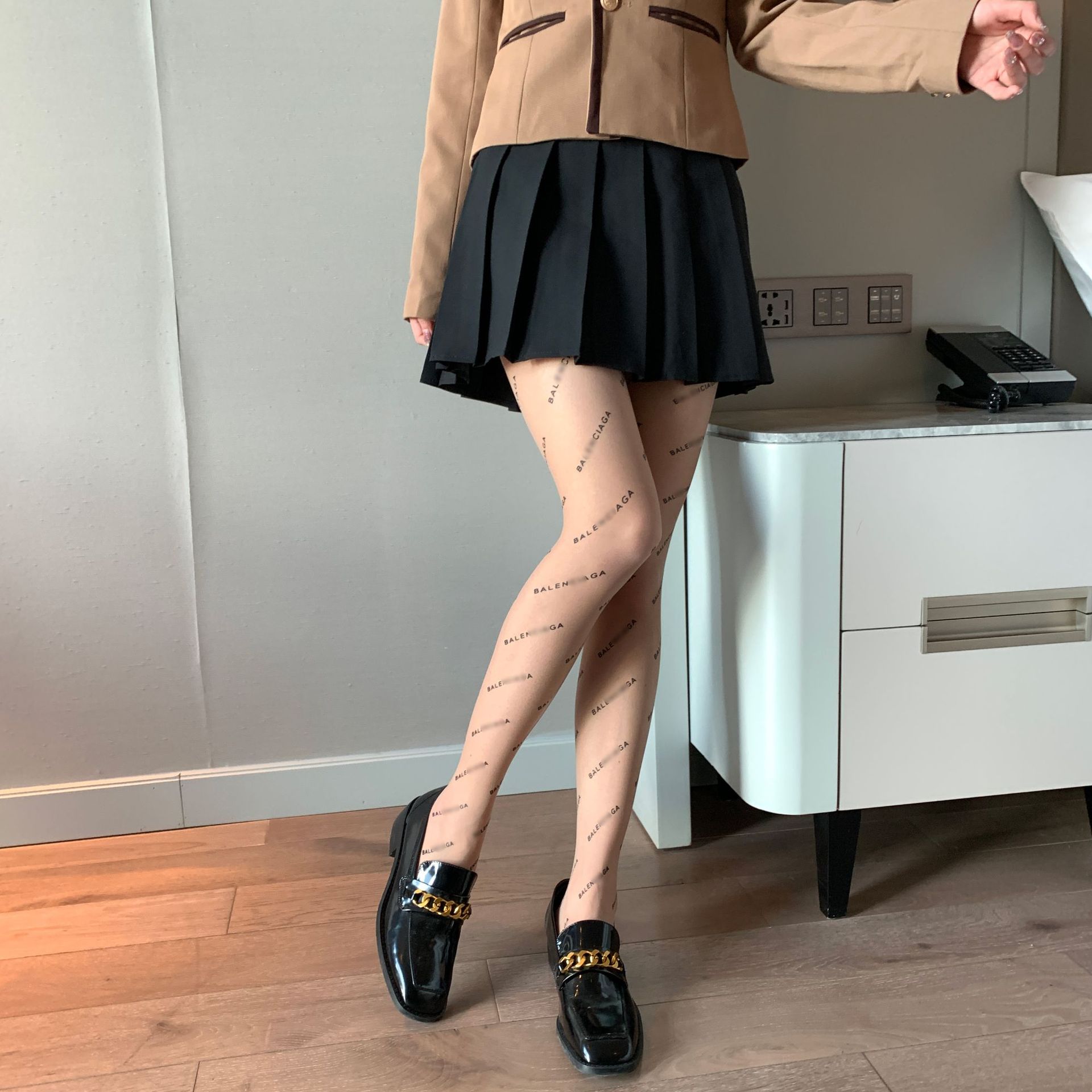 2021新款巴黎印花丝袜英文字母任意剪丝袜性感透明丝袜防脱丝袜子