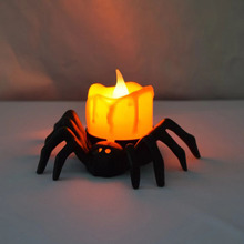 万圣节南瓜灯气氛布置装饰道具LED电子蜡烛灯发光蜘蛛小夜灯