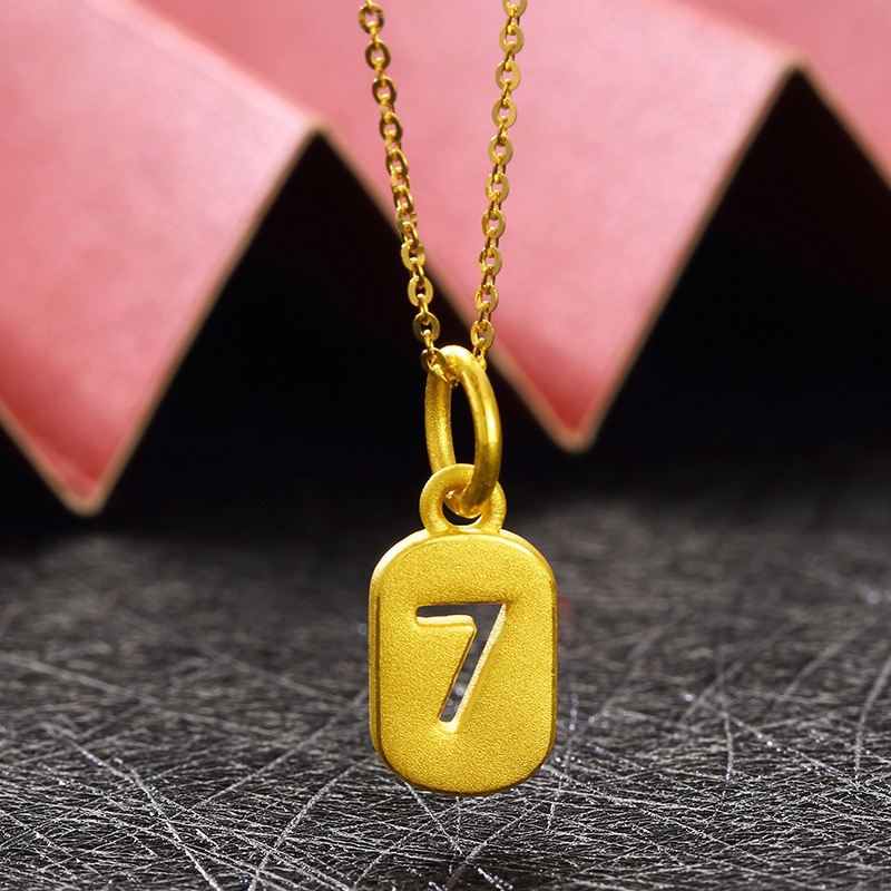 999足金7字吊坠3d硬金爱妻项链24k黄金luck7纯金幸运数字7套链厂