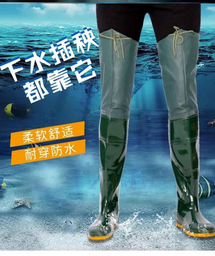 水鞋女干活下田插秧水鞋女工作女鞋防水防滑插田水鞋女雨鞋高筒