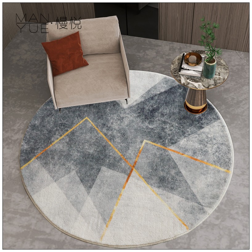 Simple Cashmere-like round Mat Abstract Thickened and Densely Woven Bedroom Foot Mat Non-Slip Swivel Chair Internet Celebrity Photography Carpet
