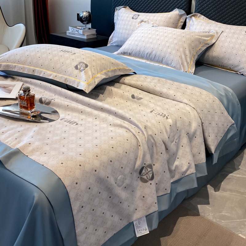 Popular Class a Maternal and Child Grade Ice Silk Summer Blanket Light Luxury Single Summer Quilt Four-Piece Set Airable Cover Gift Quilt Wholesale