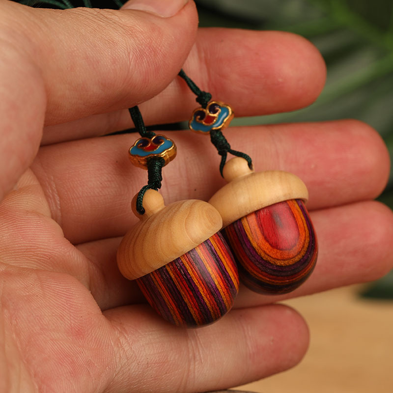 彩虹木小橡果挂件吊坠饰品红瑰宝铃铛配件diy钥匙扣手机挂饰配饰