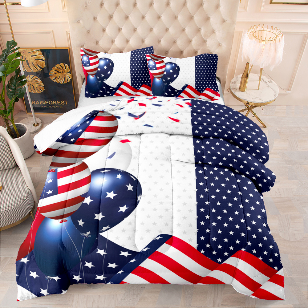 3d数码印花加厚羽丝棉空调被外贸国旗绗缝被子跨境亚马逊ebay