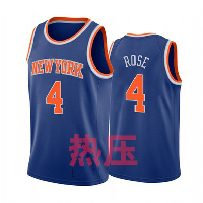 尼克斯4号罗斯白深蓝黑色城市复古热压篮球服nba球衣球裤一件代发