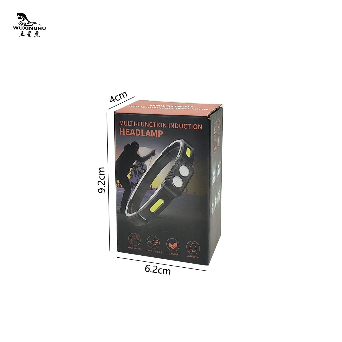 New Light Silicone Wave Induction Headlamp Type-C Charging Three-Gear White Light Fishing Night Running Riding Headlamp