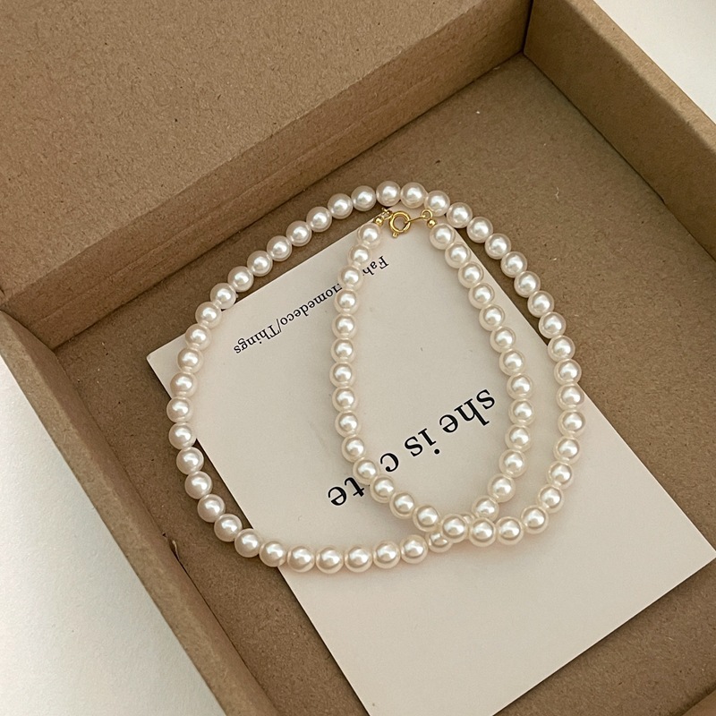 Shijia Light Luxury Minority Pearl Necklace Ornament Women's All-Matching Graceful High-Grade Non-Fading Vintage Clavicle Chain Wholesale