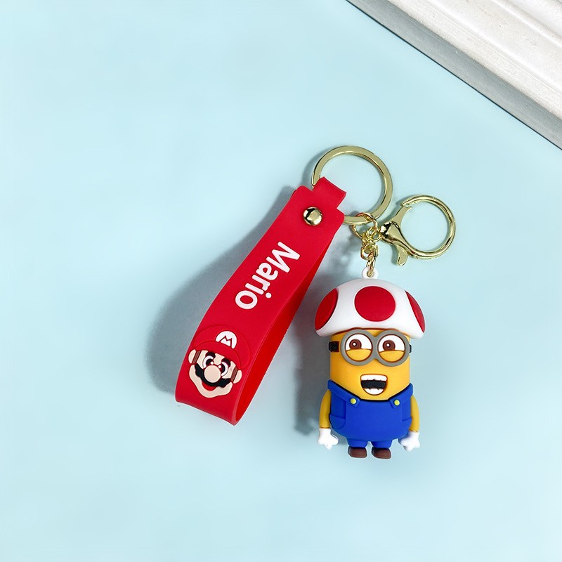 Creative Cartoon Crossdressing Mario Keychain Nostalgic Game Cute Small Mushroom Princess Key Chain Men and Women's Pendants