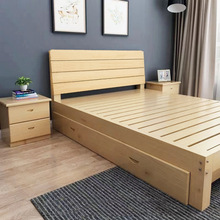 松木双人床1.8米经济型现代简约实木床1.5米出租房简易1.2m单人床