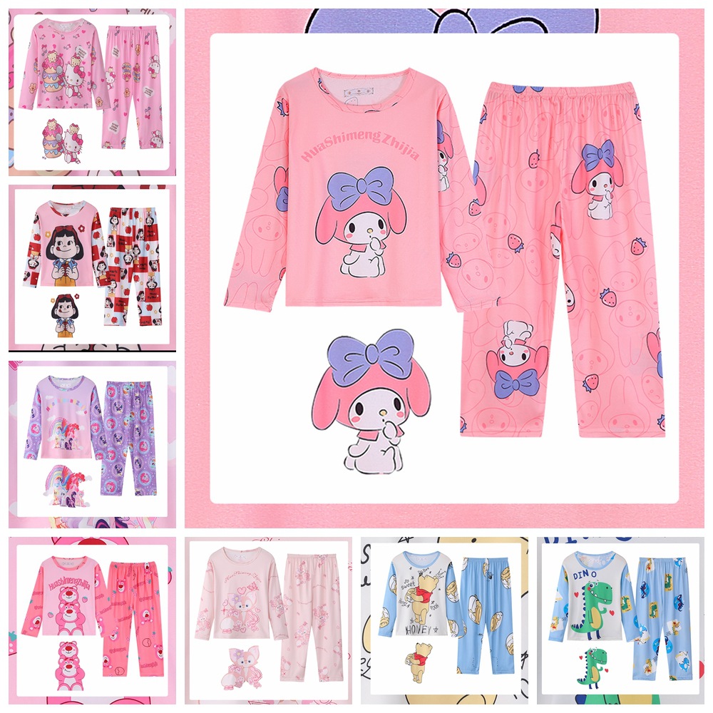 children‘s pajamas spring and autumn long sleeve thin girls medium and large children‘s set girls baby boy summer loungewear outer wear