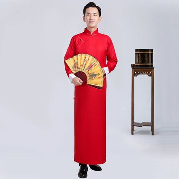 wzxsk民国风相声服大褂男士长衫伴郎团服装评书快板汉服男年会演