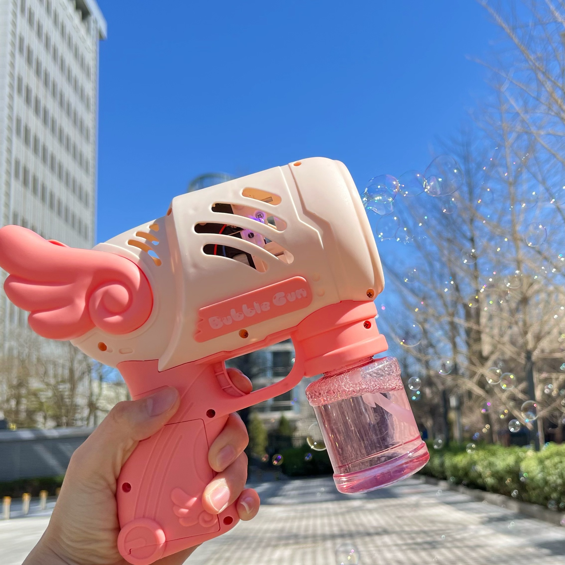 10孔天使泡泡机电动发光泡泡枪加特林泡泡水夜市货源泡泡玩具批发