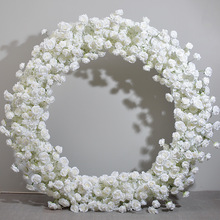 新款2米圆环花艺 婚礼舞台布置蝴蝶兰玫瑰花排拱门花环装饰仿真花