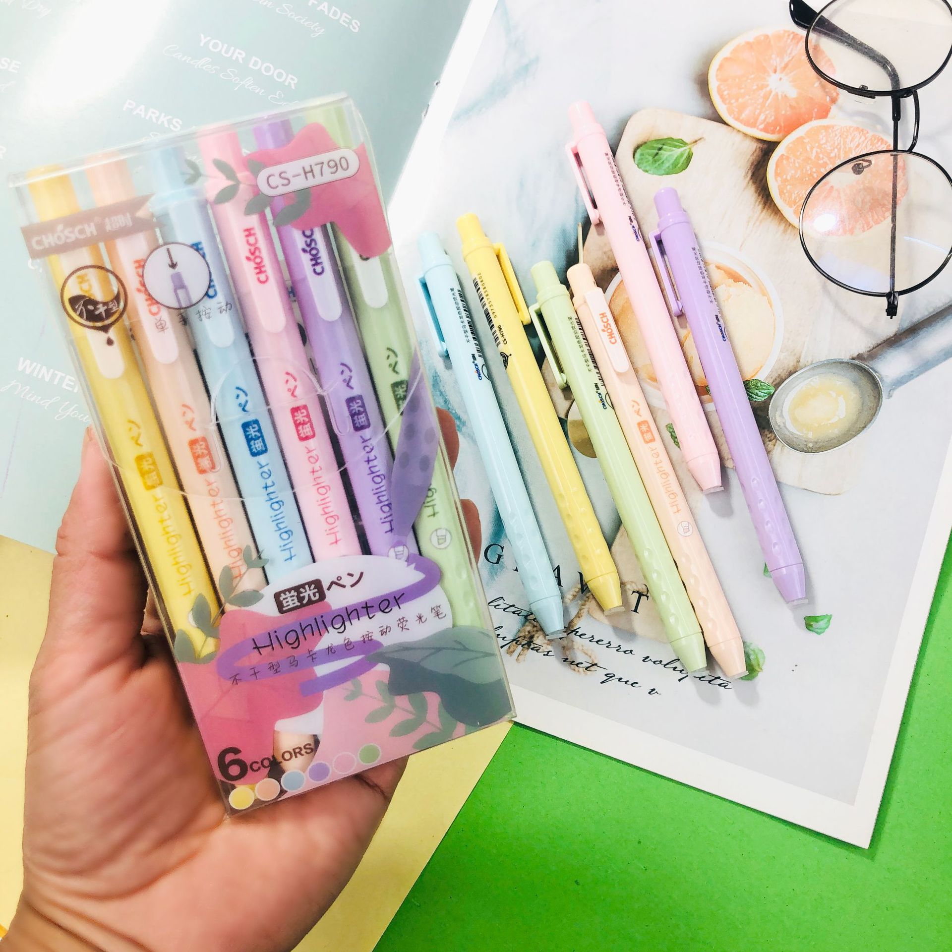 Timeout H790 Macaron Multi-Color Press Mark Fluorescent Pen Student Color Soft Head Hand Account Pen Scribing Hand Account Pen