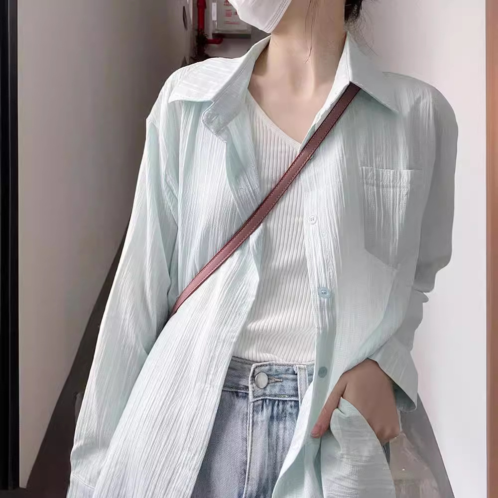 薄款防晒衬衫女春夏季新款衬衣开衫外套小个子法式高级感外搭上衣