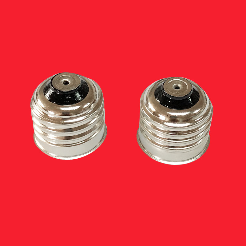 厂家直供e26/25铜镀镍串镀黑玻璃带孔灯头