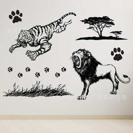 老虎狮子 脚印动物 图案自粘可移除pvc贴纸 车贴  门贴   墙贴
