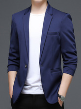 春季新款男式西装韩版时尚小西服男潮流休闲纯色修身外套一件代发
