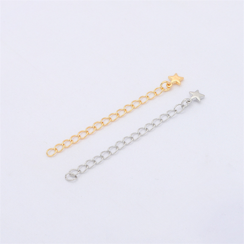 14K Gold-Plated Color Retention White Gold Silver Tail Chain Extension Chain Homemade Bracelet Necklace DIY Handmade Jewelry Accessories Material