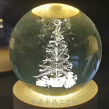 3D内雕创意LED灯发光水晶球圣诞节生日小礼物水晶小夜灯桌面摆件