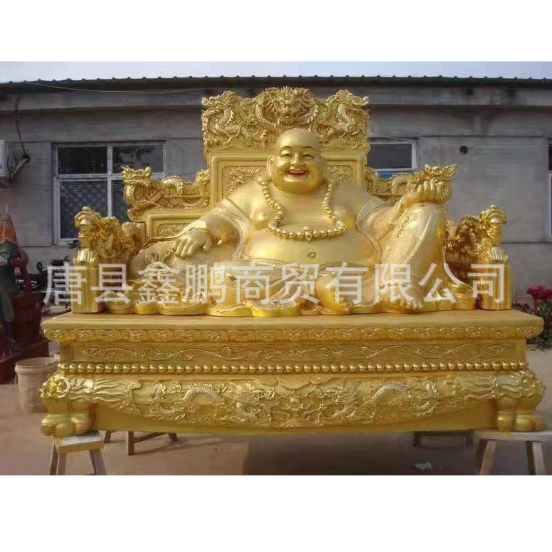铸铜弥勒佛像批发大型贴金五子弥勒佛铜像寺庙家居供奉纯铜佛像厂