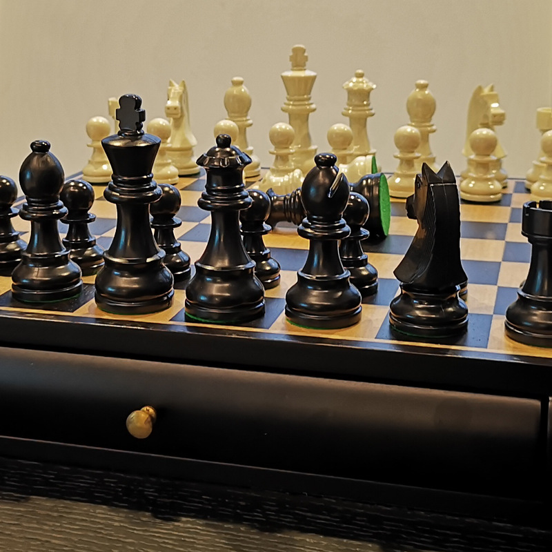 国际象棋黑白款儿童小学生比赛专用日耳曼骑士配双后国际象棋摆件