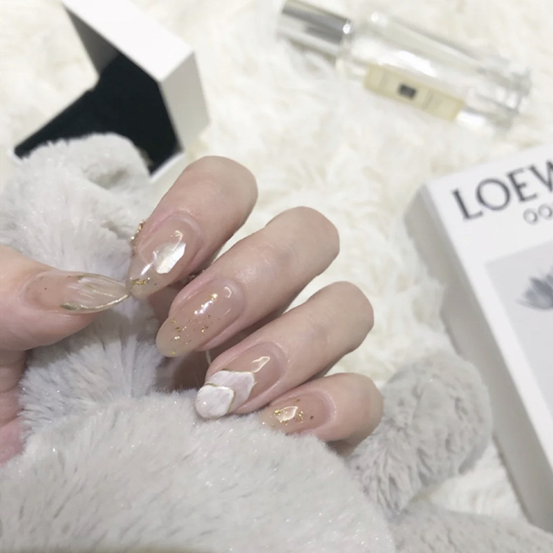 裸色山丘纹穿戴美甲成品甲片手工制作可摘可带新娘孕妇可用防水女