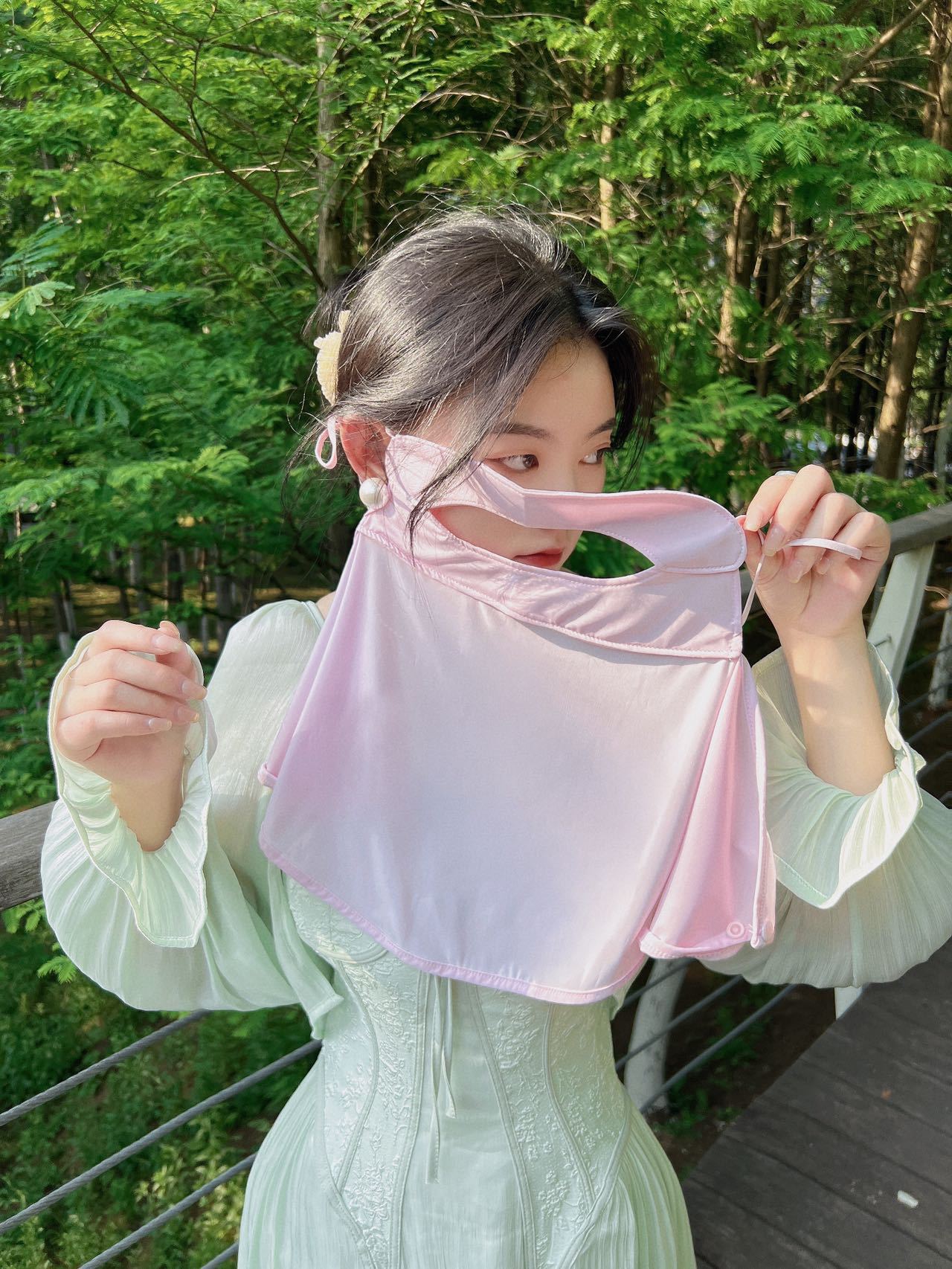 夏季新款防晒面罩全脸冰丝面膜护颈防晒面纱遮阳防紫外线防晒口罩
