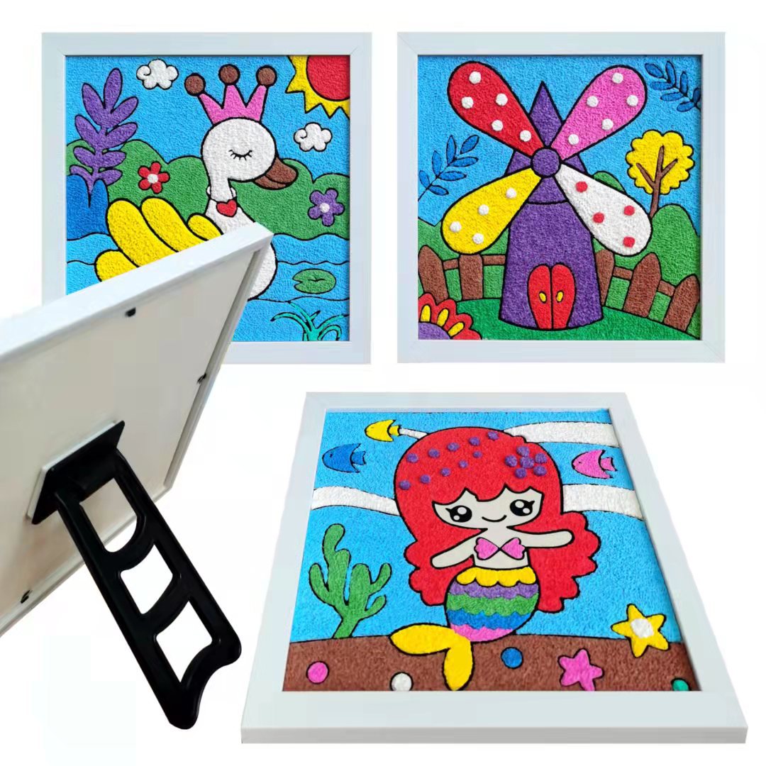 儿童手工创意制作diy彩泥画纸浆泥画幼儿早教益智玩具材料包套装