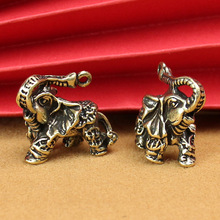 黄铜大象实心汽车钥匙扣链挂件吊坠手把件小象创意摆件微雕把玩件