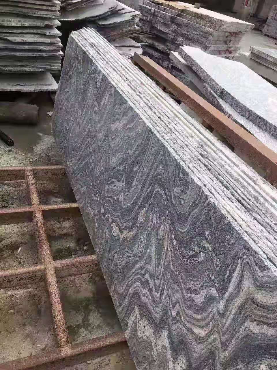 幻彩麻花岗岩 水波纹浪淘沙火烧面 光面地铺外墙干挂板 灰色石材