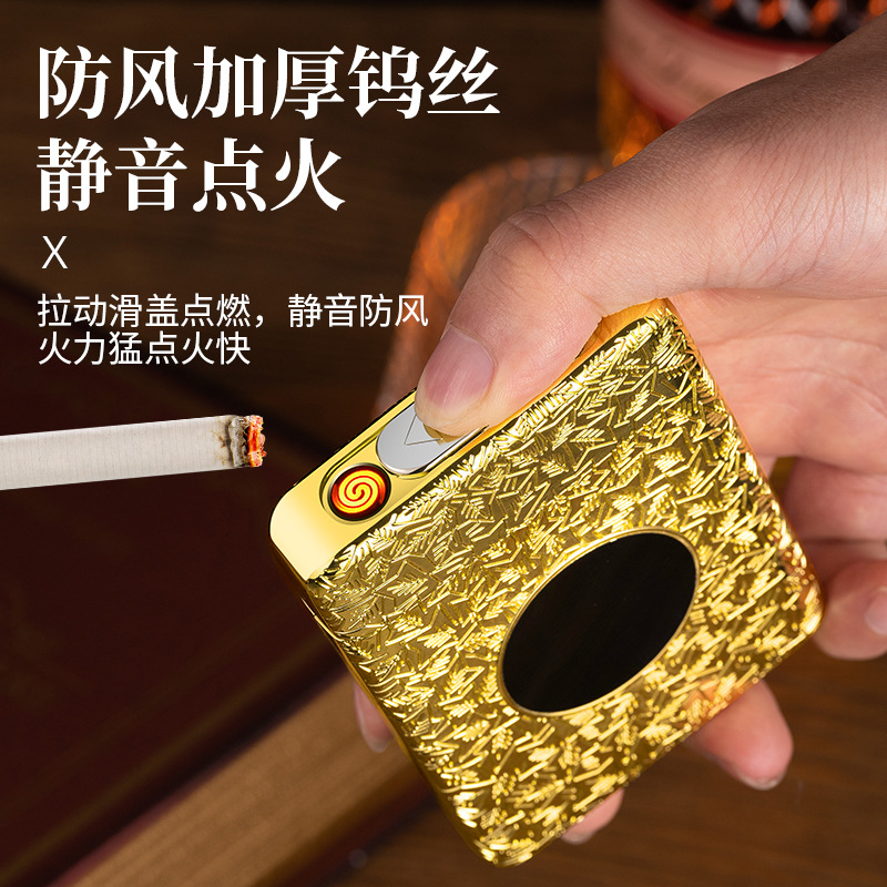 New Retro 16 Thick Cigarette Box Multifunctional Cigarette Box with Windproof Tungsten Wire Cigarette Lighter Diy Portable Cigarette Box