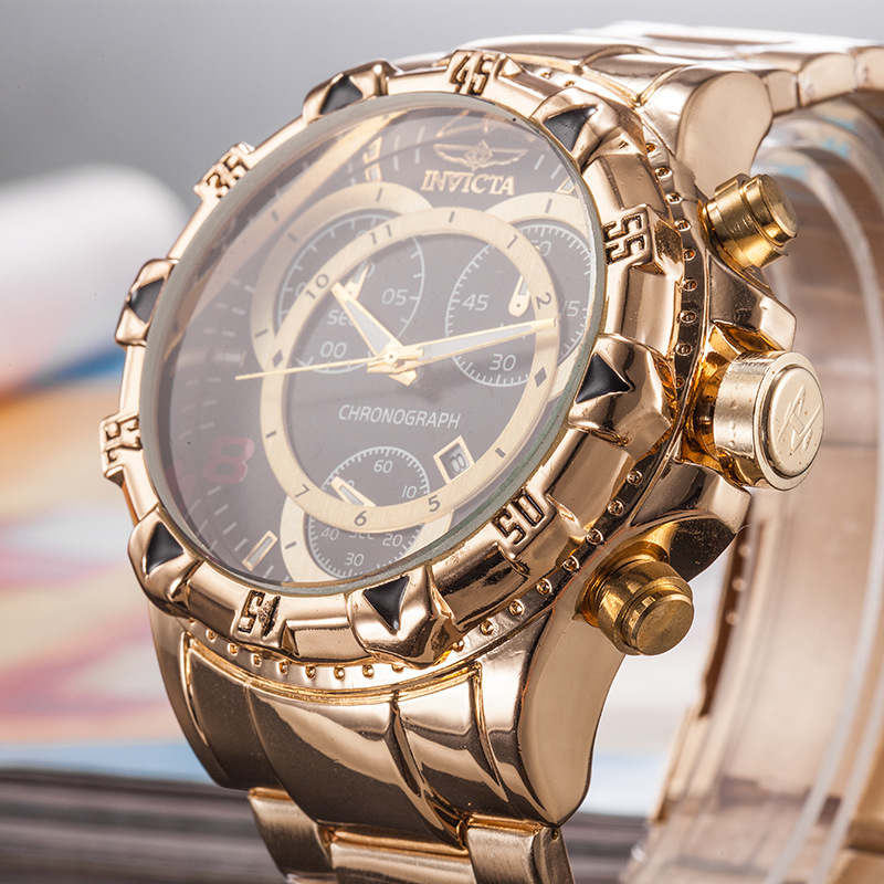 2020外贸男士invicta大盘手表钢带手表厂家批