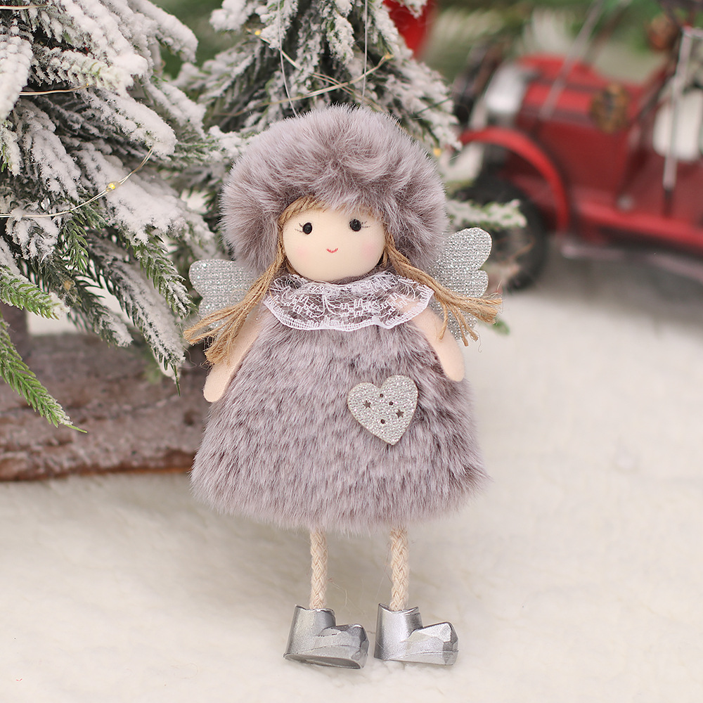 Cross-Border New Cartoon Plush Angel Doll Hanging Pieces with Wings Girl Hanging Ornaments Christmas Tree Hanging Pieces Factory Direct Sales