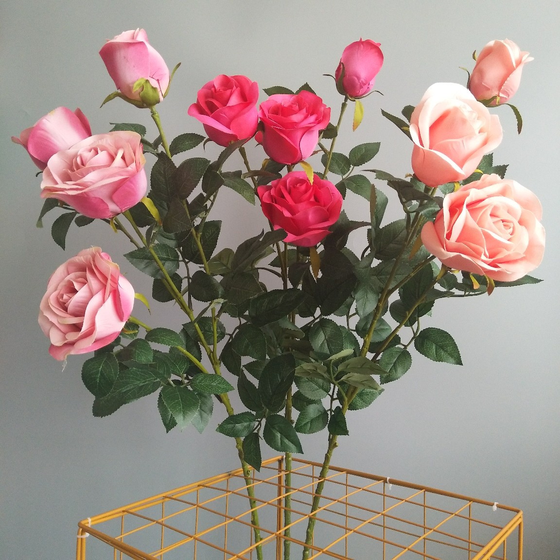 长枝4头高山茶玫 家居饰品 装饰 婚庆 摄影 配饰仿真花玫瑰 假花