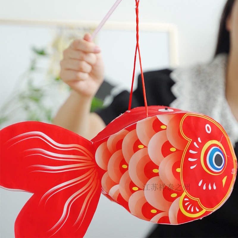 幼儿中秋发光手工diy材料包卡通手提汉服古装舞蹈道具鲤鱼花灯笼