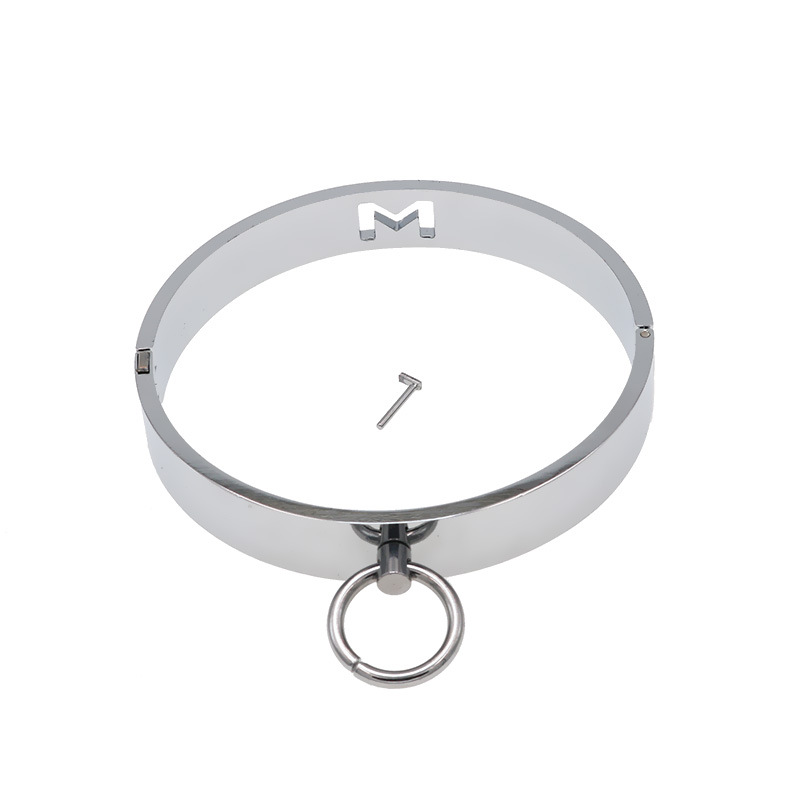 姹趣金属情趣项圈带m字另类玩具成人用品夫妻游戏装备女用配磁针