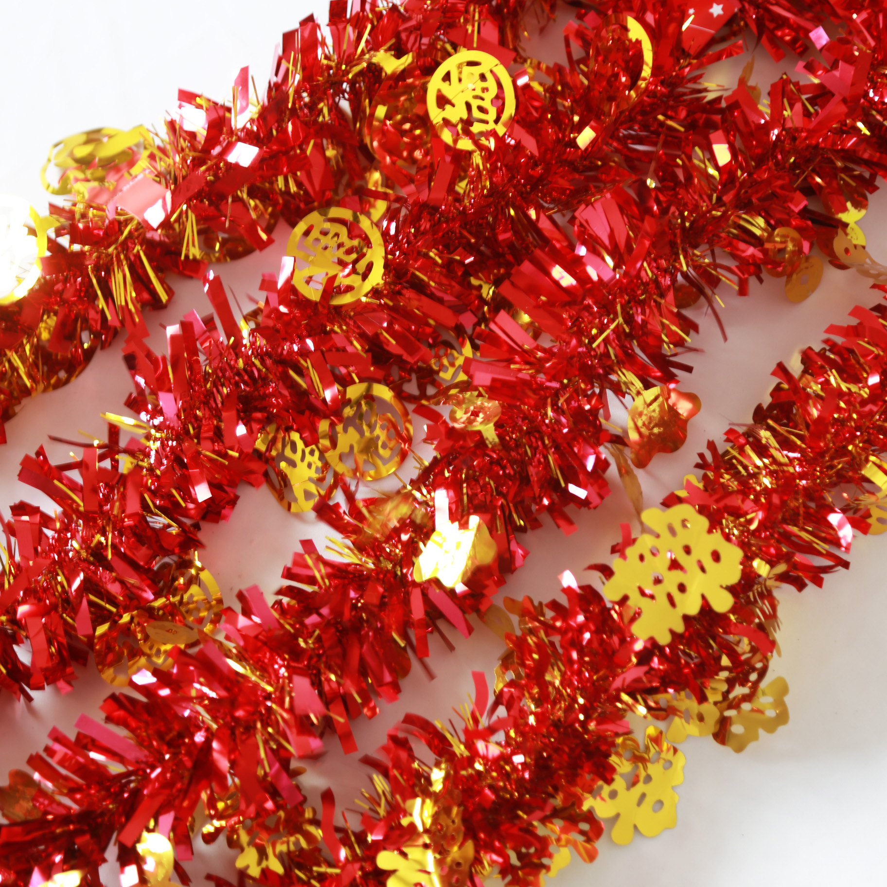 中国春节元旦福字元宝毛条圣诞节日装饰毛条派对布置彩带拉花