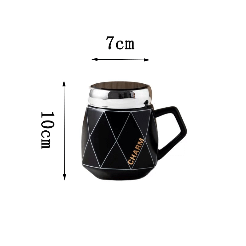 Cross-Border Nordic Ins Mug Creative Diamond Ceramic Mirror Cup Large Capacity Office Water Glass Gift Wholesale