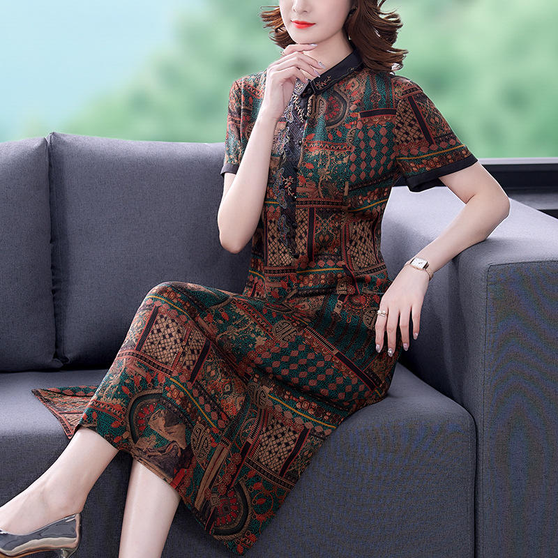 仿香云纱真丝连衣裙女2022新款桑仿蚕丝专柜正品真丝年轻款夏