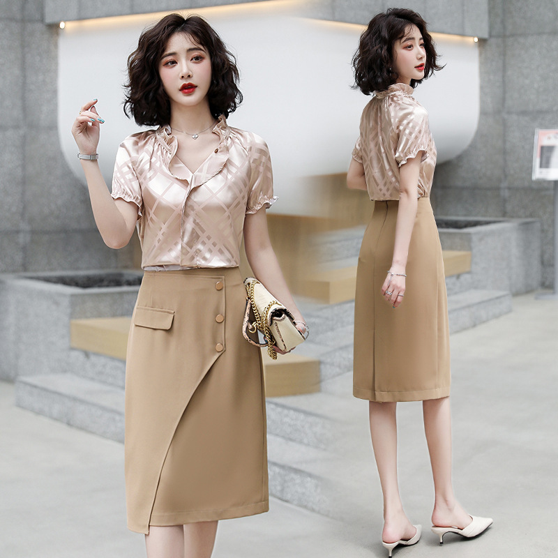 新款套裙女装夏季职业韩版通勤套装优雅时尚小香风包臀裙两件套装