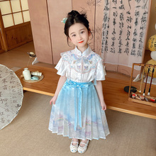 女童夏季短袖马面裙2024新款儿童中国风小童夏款古装汉服公主裙子