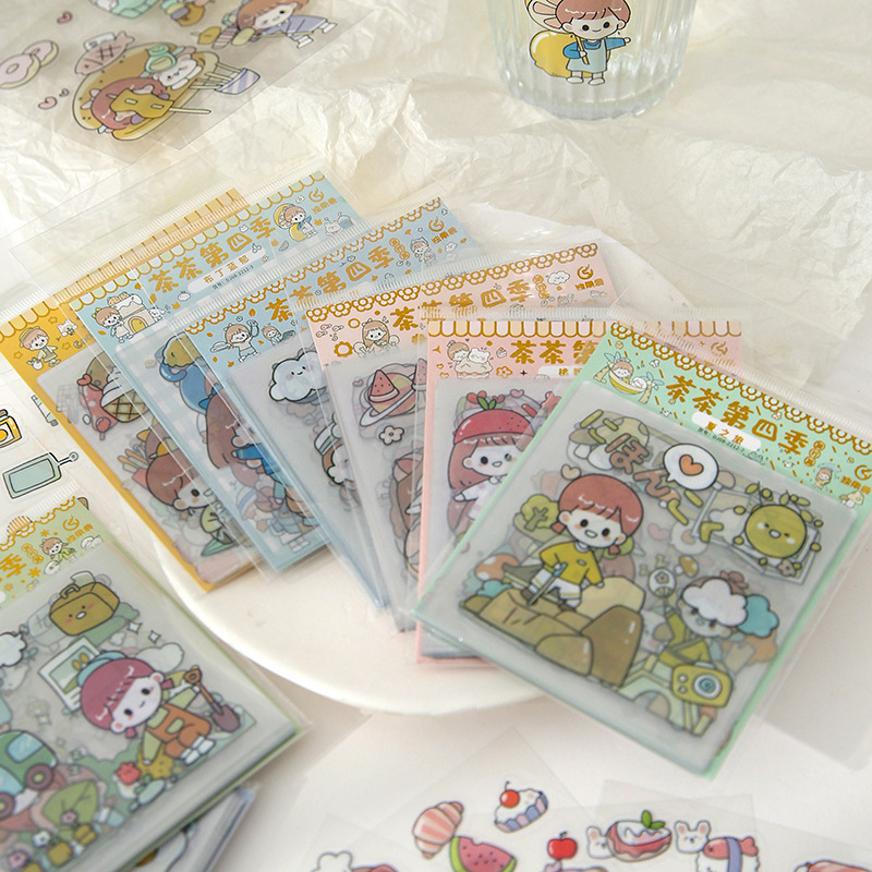 Cartoon Cute Stickers 20 PCs Thermal Insulation Cup Stickers Pet Stickers Student Card Cover Water Cup Storage Box Stickers Wholesale