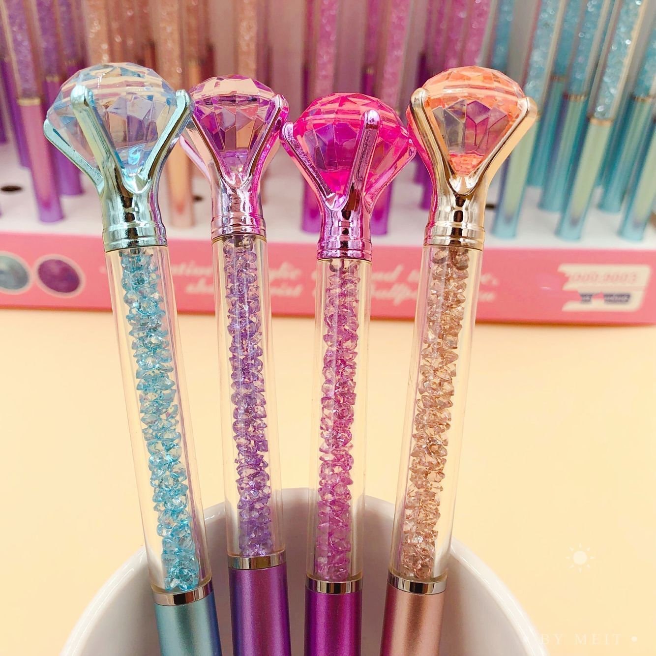 钻石旋转圆珠笔 水晶头外贸跨境热卖文具圆珠笔 48支一盒-阿里巴巴
