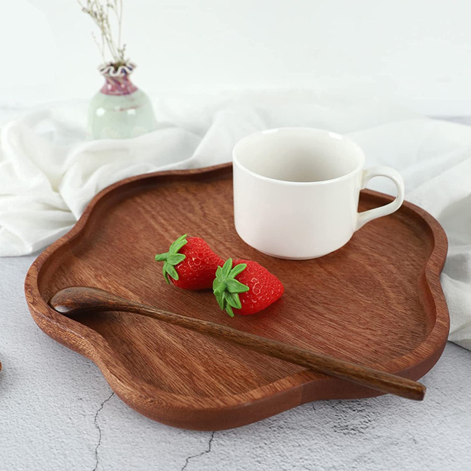 New Chinese Household Creative Irregular Solid Wood Tray Coffee Tray Tea Tray Fruit Snack Storage Tray